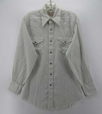 VINTAGE H Bar C Shirt Men Large White Western Pearl Snap Cowboy Ranchwear 70s