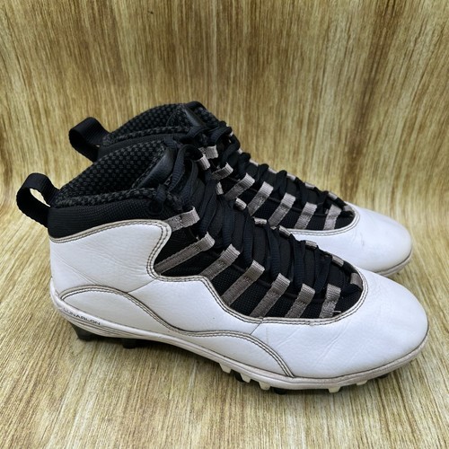 Nike Air Jordan 10 Retro TD Men's Size 8 White Black Football Cleats CQ2073-100