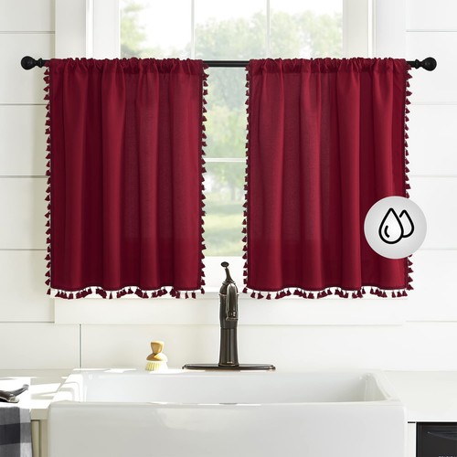 Waterproof Small Curtains Christmas for Kitchen Bathroom - Farmhouse Style Sm...
