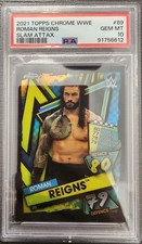 ROMAN REIGNS 2021 Topps Chrome WWE Slam Attax Black Refractor 1/10 PSA 10 Pop 1