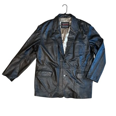 Black Unisex 100% Leather Blazer Style Jacket