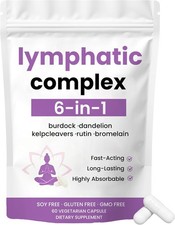 Lymphatic Complex 6 In 1 Capsules,Lymphatic Drainage Supplements|Vegan，Non-GMO
