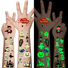 Luminous Halloween Temporary Tattoos for Kids - 360 Pieces Halloween Glow in the