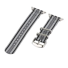 Grey/Black/White - 2 Piece Classic SS Nylon Watch Band for 42mm Apple Watch