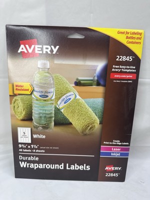 Avery Durable Wraparound Printer Labels 9 3/4 x 1 1/4 White 40/Pack 22845