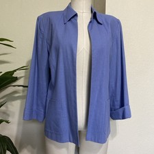 Coldwater Creek VTG Summer Jacket Sz S Silk Linen Blue Open Front Lined Coastal