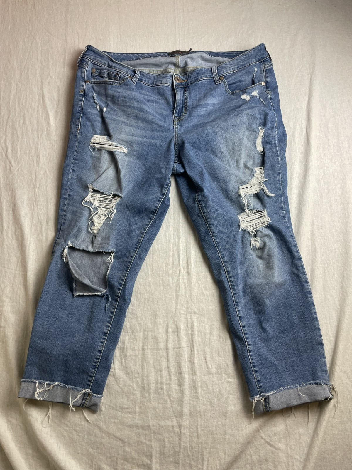 Torrid Crop Boyfriend Jeans Women 18 Plus Size Vintage Stretch Distressed Grunge