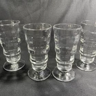 4 VTG  Soda Milk Shake Tumblers  Glass Clear Optic Colonial Design 12 oz Glasses