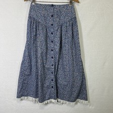 VTG Fritzi Skirt Womens 8 Blue Floral Calico Cottage Grannycore Prairie 70s 80s