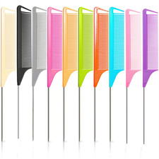10Pcs Rat Tail Combs Set,Salon Hair Stylists Metal Fine Tooth Combs Parting Comb