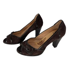 Sofft Brown Suede Upper Open Toe Heel Shoe Size 7.5