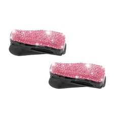 2 Pcs Bling Sunglasses Holders for Car Sun Visor, Bling Crystal Sunglasses Pink