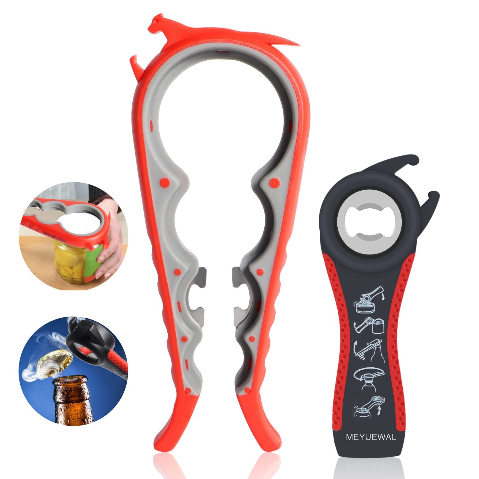 6 in 1 Lid Opener - Bottle, Jar, & Can Opener for Seniors wi