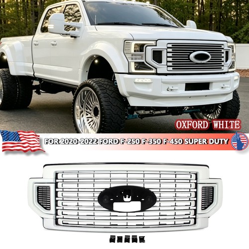 For 2020-2022 Ford F-250 F-350 Super Duty XLT Oxford White Front Bumper Grille