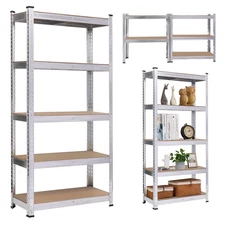 5 Tiers Metal Shelf Rack Garage Shelving Storage Adjustable