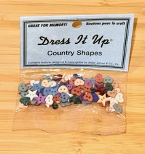 Dress It Up Country Shapes 60 Pieces Inside Bag Button Set Jesse James Company