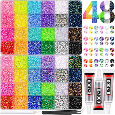 30000Pcs Resin Rhinestones for Bedazzling Kit, 2 Boxes Multicolor 3Mm&4Mm Bedazz