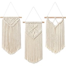 Makramee Wandbehang Set 3 Stück Mini Wandteppiche Boho Dekoration Textil Wohn...