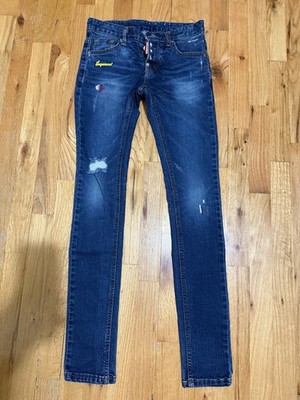 Dsquared2 Women s Distressed Jeans Paint Splatter Logo Plaque Size 38 IT