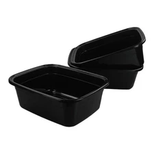 3-Pack 16-Quart Black Plastic Dish Pan Tubs Large Commercial Utility Basin