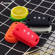 KEYYOU 3BTN Silicone Flip Car Key Cover Case for Kia Rio K2 K3 K5 , Ceed, Cerat