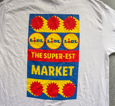 Lidl Grocery Logo Gildan Heavy Cotton T-Shirt White Size Medium New