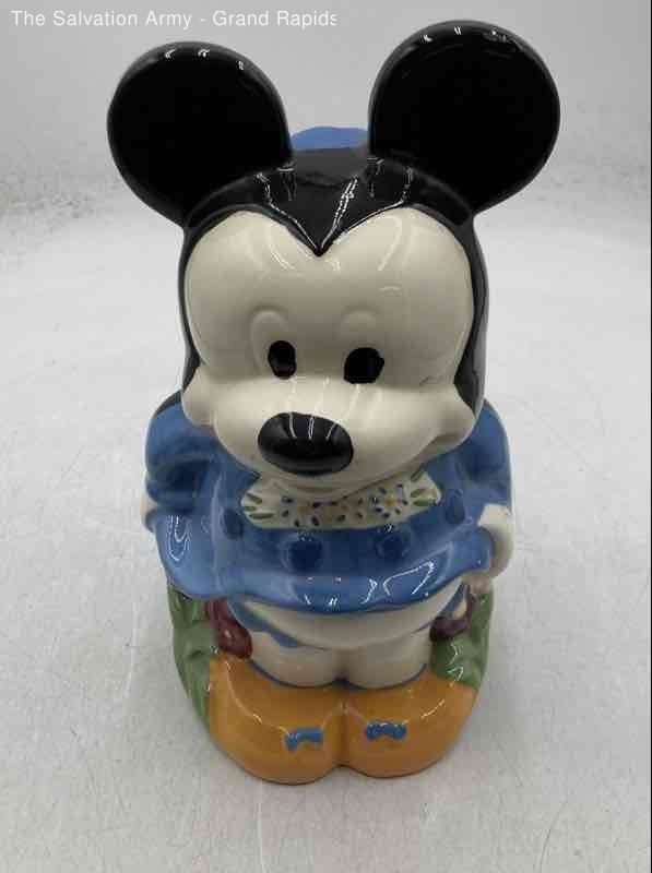 Vintage Multicolor 2 Faced Mickey & Minnie Mouse Cookie Jar With Lid