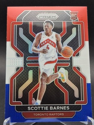 Scottie Barnes 2021-22 Panini Prizm Red White Blue Prizm RC #320 Toronto Raptors