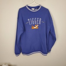 Disney Parks Winnie The Pooh Tigger Embroidered Pullover Sweater Sweatshirt Sz L