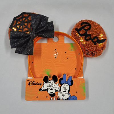 Disney Minnie Mickey Mouse Ears Headband Halloween Boo 