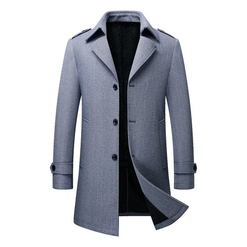 Tweed Herringbone Men Long Overcoat Wool Blend Coat Regular Fit Business Wedding - Picture 4 of 47