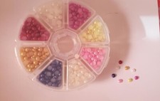 CraftbuddyUS 1500pcs 5mm Flatback Half Pearl MIXED Round Rhinestone Gem with box