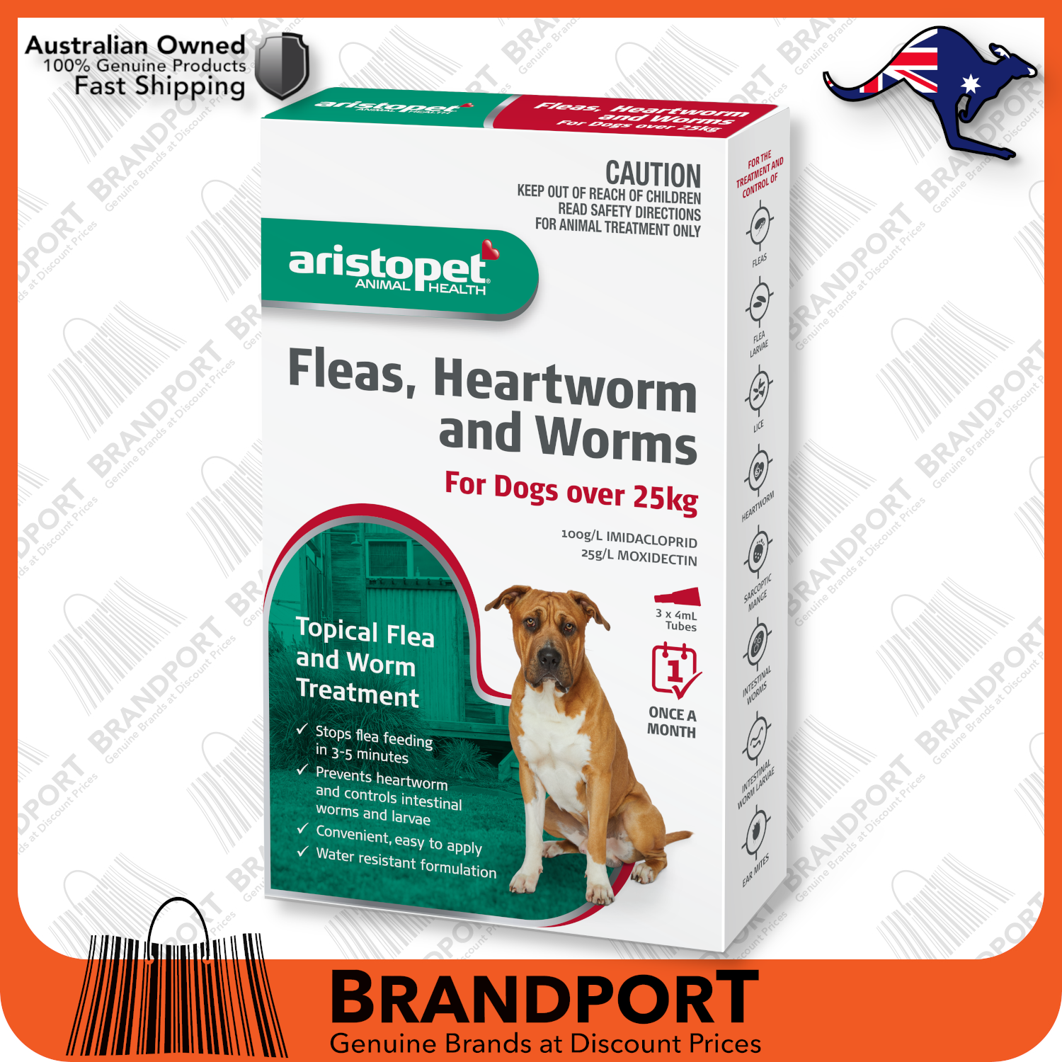 ALL WORMER FLEA HEARTWORM ARISTOPET DOG PUPPY 36 months SPOTON