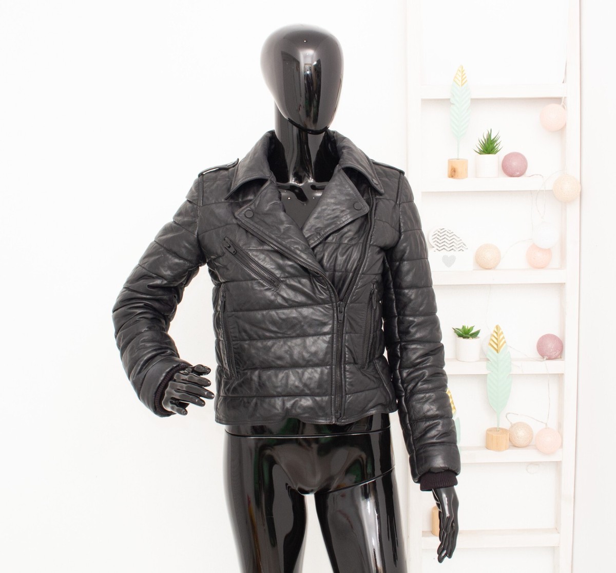 Alexander Wang H&M Leather Jacket Black Quilted Asymmetric Biker
