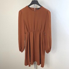Shein Women's Elastic Waist Dress Size 6 Long Sleeves Pumpkin Spice