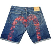 EVISU Indigo Genes Japon Vintage Denim Short Jeans Blue Size W 33
