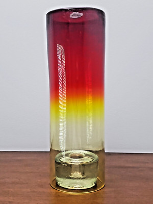 12'' BLENKO Tangerine Glass Hurricane Shade Chimney w Candle Holder