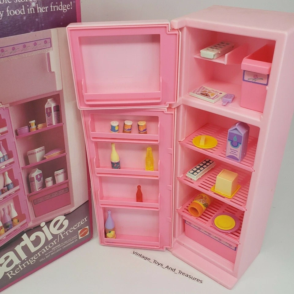 DE COLECCIÓN 1990 MATTEL BARBIE ROSA BRILLO REFRIGERADOR CONGELADOR # 4776 CAJA Foto 3 de 4