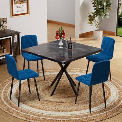 5 Piece Dining Table Set Square Table with 4 Chair Kitchen Breakfast Furniture