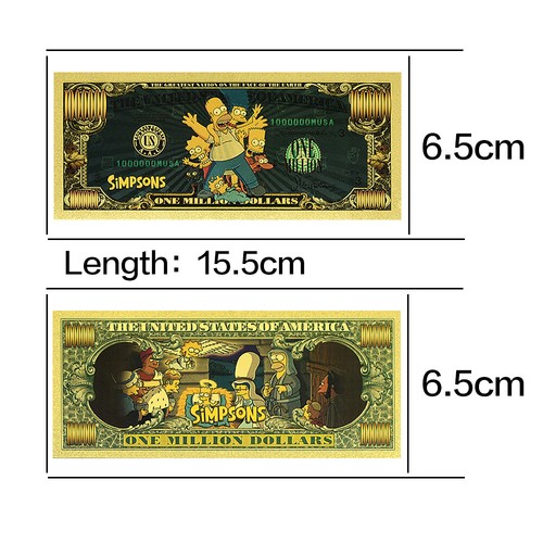 The Simpsons Gold Foil Banknote One Million Dollars Plastics Money Collection - Picture 4 of 8