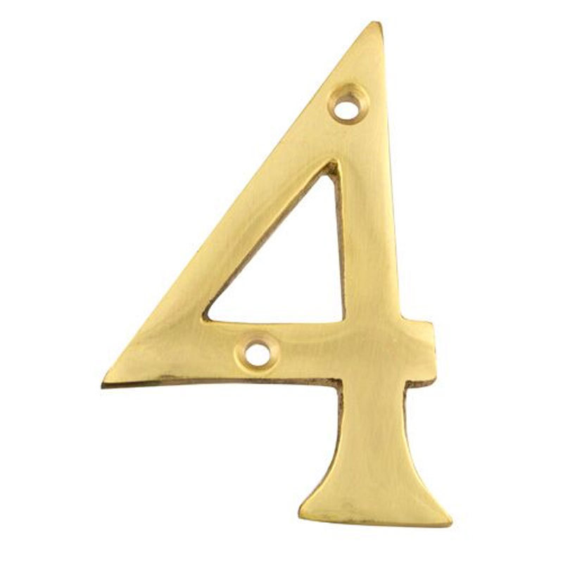 TSS Face Fix Numeral 75mm No.4 Polished Brass (TSSNUMERAL4B)