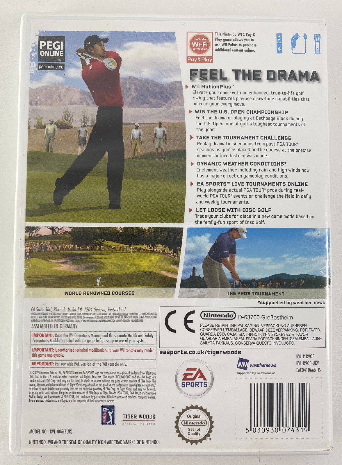 Tiger Woods PGA Tour 10 Nintendo Wii Game Complete Manual Tested Golf