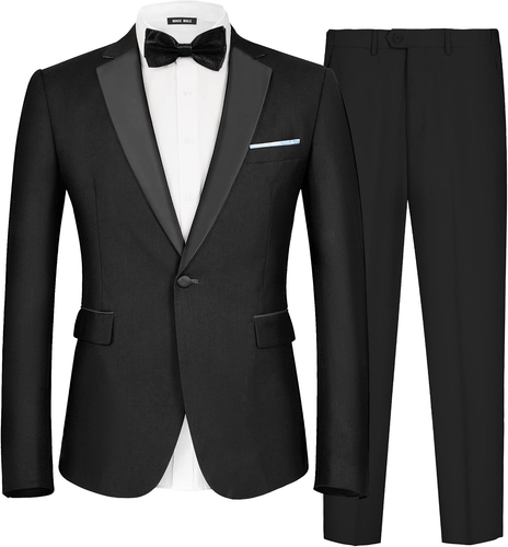 Men'S 2 Piece Suit One Button Slim Fit Formal Wedding Prom Tuxedo Suits Blazer P