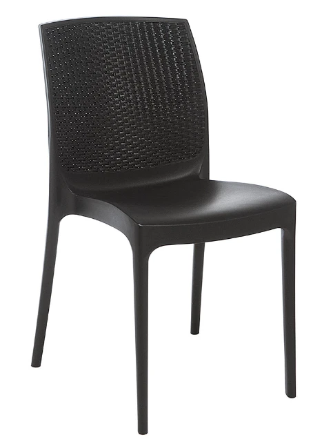 Silla de comedor apilable de patio de ratán - de Italia - individual, 4 colores, asiento liso Foto 4 de 4