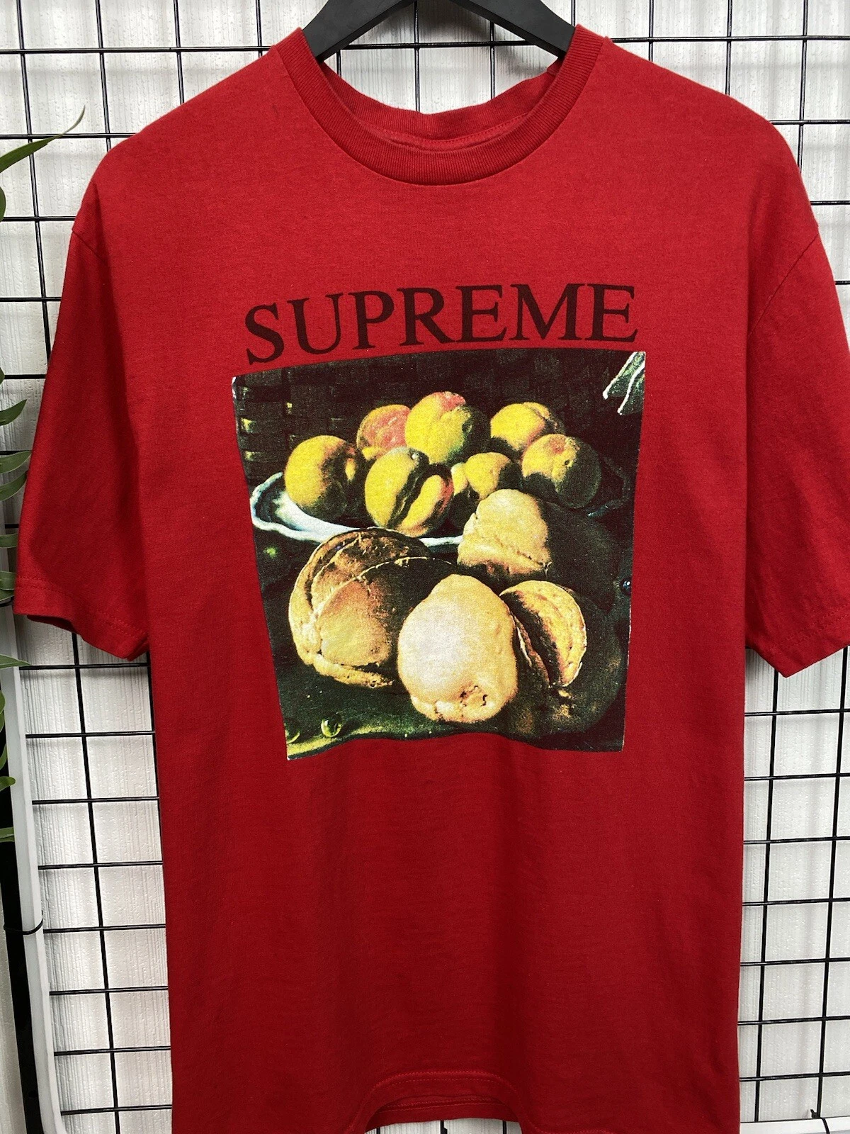 T shirt SUPREME homme grand rouge STILL LIFE TEE manches courtes logo épelé FW17