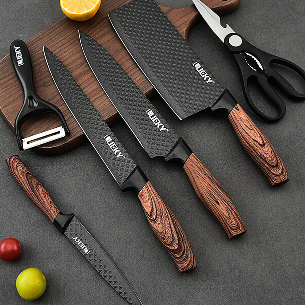 6-Pieces Knife Set Stainless Steel Japanese Damascus Kitchen