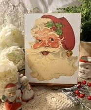 RETRO 50's Santa Vintage Style CHRISTMAS Handcrafted Plaque / Sign