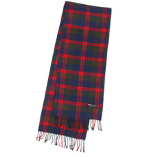 Plaid 100 Cashmere Scarf Plaid Red Blue Green Fringe Hem /919