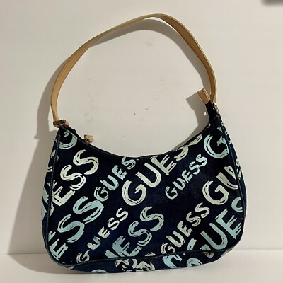 VTG GUESS Denim 90s Y2K Spell Out Shoulder Bag