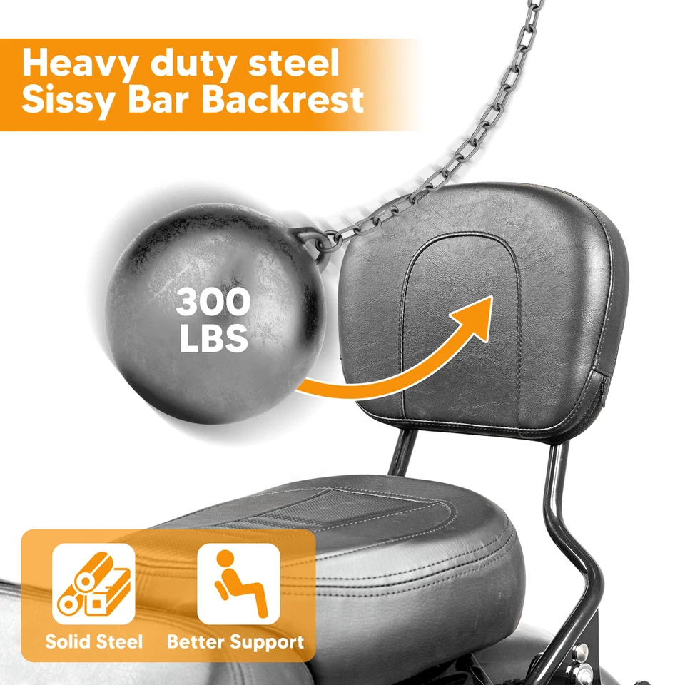 Black Backrest Sissy Bar & Stealth Rack For Harley Road Glide Street Glide 09-25 - Imagem 3 de 4